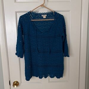 Lucky Brand Teal Crochet Top